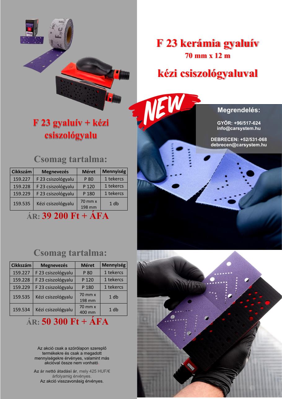 F23 gyaluív + kézi csiszológyalu