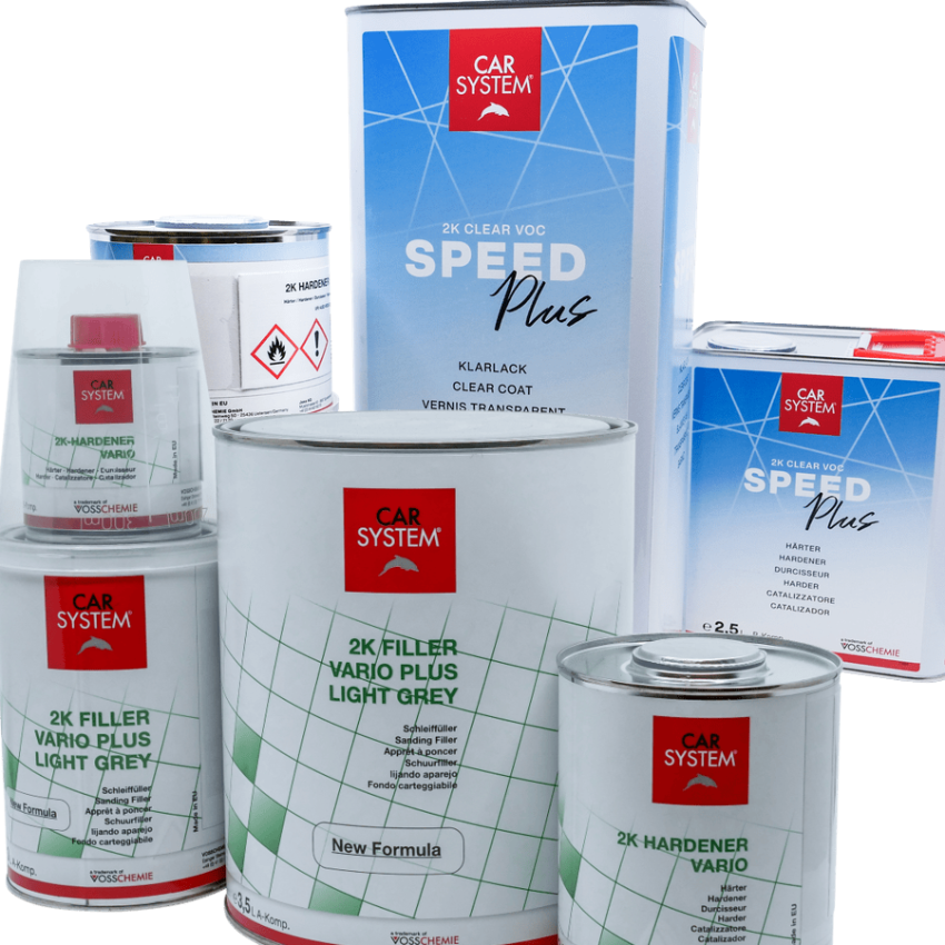 Carsystem 2K Speed Plus szett – filler + edző + színtelen lakk 1 Carsystem 2K Speed Plus szett – filler + edző + színtelen lakk